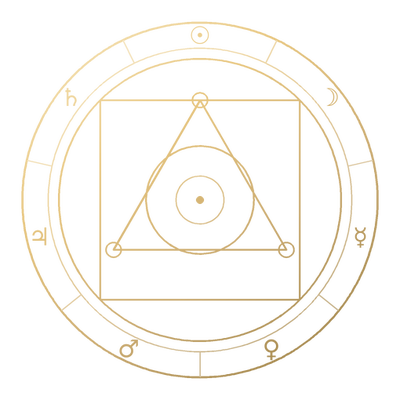 The Azoth Wheel, drawn in gold line