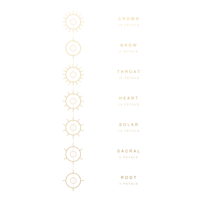 The Seven Chakras, drawn in gold line