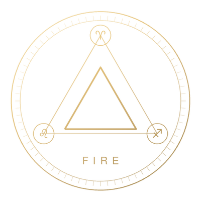 Fire, drawn in gold line