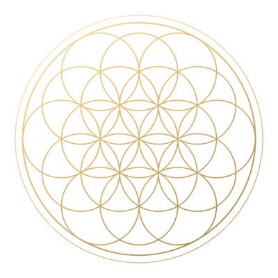 The Flower of Life, drawn in gold line
