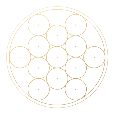 The Fruit of Life, drawn in gold line