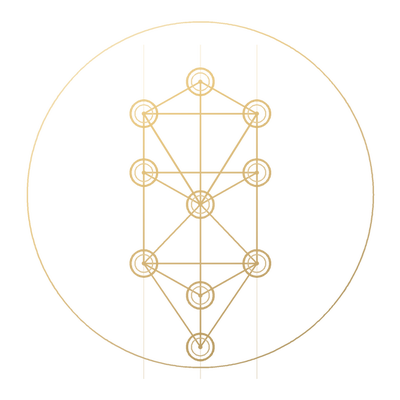 The Kabbalistic Tree of Life, drawn in gold line