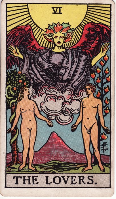 The Lovers, Rider-Waite-Smith tarot, 1909