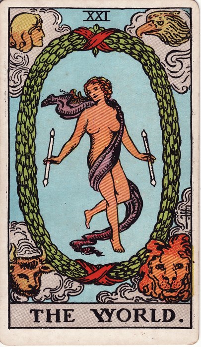 The World, Rider-Waite-Smith tarot, 1909
